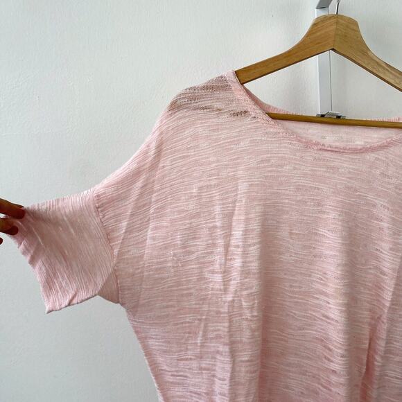 J. JILL Pure Jill  XL Lightweight Tunic Sweater Short Sleeve Cotton Viscose Pink - Picture 3 of 6